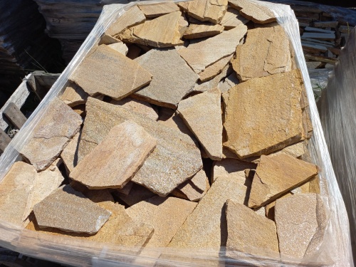 Плитняк златолит жёлтый золотистый для отмостки купить в Радужном