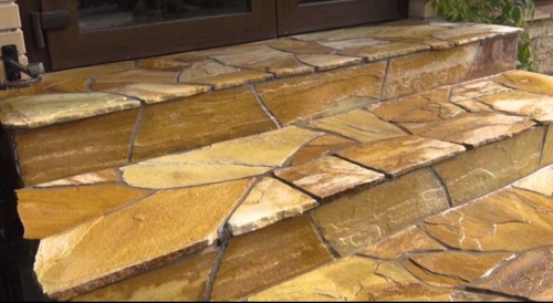 Плитняк златолит жёлтый золотистый для отмостки купить в Радужном